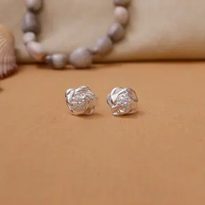 Boucles d'oreilles clous tendance en argent 925 plaqué or rose pour femme avec turquoise et diamant, boucles d'oreilles pendantes en or 18 carats - Cadeau idéal - Product Image 2