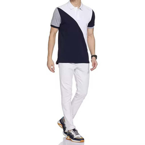 Bloque de color Stand Collar con botón Manga corta Material de algodón Ropa de hombre Polos Tallas grandes High Street-Style Shirt - Product Image 4
