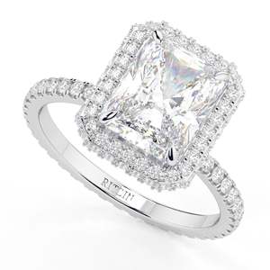 1,50 CT Radiant Cut Diamond Hidden Halo con acentos Anillo de compromiso para mujeres - Product Image 6