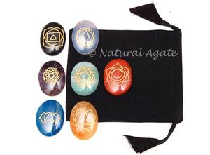 Juegos de Discos de Chakra Redondos con Empaque Personalizado, Juegos de Discos de 7 Chakras Grabados con Bolsa Negra - Product Image 2