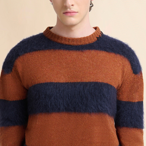 เสื้อสเวตเตอร์ถักผ้าขนแกะคอกลมทรงหลวมสำหรับผู้ชายเสื้อสเวตเตอร์ถักโลโก้ได้ตามต้องการ - Product Image 3