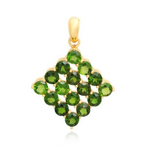 Wholesale Ishime Jewels CD007 Fashion 925 Sterling <b>Silver</b> Gold Plated Religious Chrome Diopside Claw Setting <b>Charm</b> Pendant Party - Product Image 1