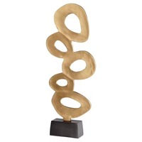 Escultura Artesanal Moderna Hecha a Mano, Duradera y Ecológica, con Acabado Dorado y Base de Mármol, para Decoración de Mesa en Hogar u Oficina