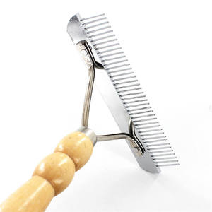 Peigne de toilettage de poils d'animaux avec manche en bois simple brosse à râteau en acier inoxydable écologique pour chiens - Product Image 5