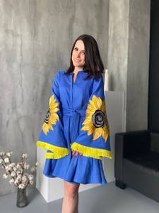 Exclusivo bonito vestido bordado ucraniano señora mangas largas último bordado hecho a mano mangas largas vestidos ucranianos - Product Image 4