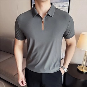 Summer Daily Casual Mens Knit Polo <b>Shirt</b> Slim Fit <b>Button</b>-<b>up</b> Polo Neck Pullover Tops Men Fashion Solid Color Knitting Polos - Product Image 5