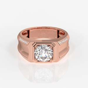 แหวนหมั้นผู้ชายดีไซน์พิเศษ ทอง 14k ประดับเพชรเพาะเลี้ยง - Product Image 6