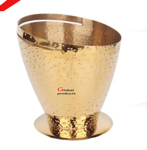 glossy look golden finished <b>metal</b> stainless steel wine chiller beverage bucket for hotel restaurant and bar - Product Image 1