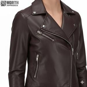 <b>High</b> Quality <b>White</b> Pu Women <b>Leather</b> Jacket Custom Outdoor Knitted Breathable Winter Jacket - Product Image 6