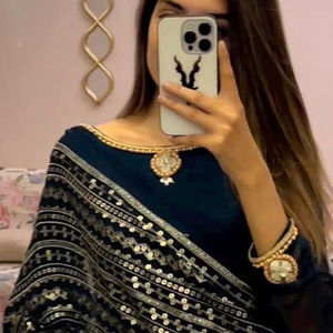 Designer พรีเมี่ยมนุ่ม Georgette ลําดับงาน Saree สําหรับผู้หญิง Designer สารีชุดแต่งงานสารีจัดแต่งทรงสตรีสารีสวมใส่ - Product Image 2