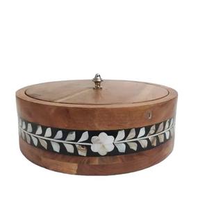 หม้ออุ่นอาหารทำจากไม้ทรงกลมมีฝาปิดทำจากสแตนเลส - Product Image 1