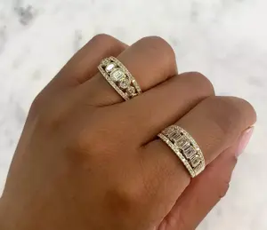 Bague en or jaune 14 carats avec diamant taille émeraude cultivé en laboratoire 1,55 CTW, sertie vintage, pour fiançailles, mariage, anniversaire, cadeau pour femme, IGI - Product Image 2