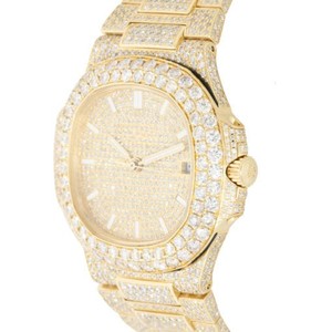 Best Seller VVS Moissanite Yellow Tone Iced Out Hip Hop <b>Mechanical</b> Automatic Wrist Diamond <b>Watch</b> Fine Luxury Fashion <b>For</b> <b>Men</b> - Product Image 3