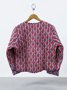 Veste courte en coton matelassé de style ethnique Veste courte de style bohème Manteau court en daim court en coton pour femme - Product Image 4