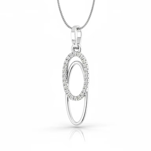 Gold Interlocking Oval Diamond Pendant With Smooth Linked Oval Shape Designed Modern Elegant And Timeless Jewelry Style - Product Image 1