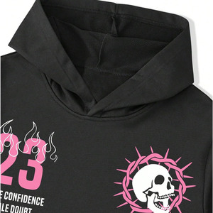 Chándal de calavera Vintage personalizado para hombre, chándal de 2 piezas, sudaderas con capucha gráficas Y2K de manga larga y conjunto de pantalones de chándal acampanados - Product Image 3