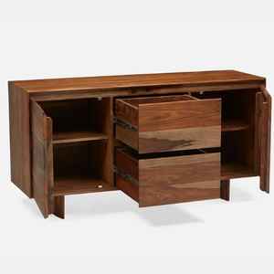 Aparador ancho con puertas de madera maciza y cajones para sala de estar - Product Image 2