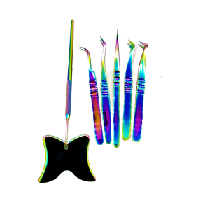 Ensemble de pinces à épiler de précision de haute qualité avec pince à épiler multicolore Fournitures de miroir de cils pour professionnels - Product Image 1