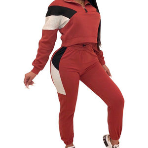 2023 à la mode femmes chaud Sexy coupe ajustée sweat à capuche survêtement ensemble couleur grise unie avec des patchs pour l'hiver - Product Image 2