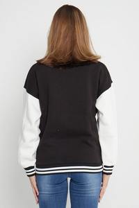 2024 nuevo diseño de moda negro chenilla bordado manga de cuero lana cuerpo bombardero béisbol Varsity chaqueta tejida - Product Image 6