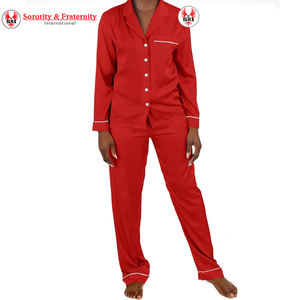 Conjunto de Pijamas Elegante Personalizado de la Hermandad Delta Sigma para Mujer, Pijamas de Lujo que Adelgazan, Color Sólido, Satén, Conjuntos Casuales, Ropa de Dormir para Mujer - Product Image 4