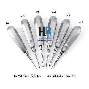 Ensemble 6 élévateurs de dents en acier chirurgical dentaire manuel certifié CE de haute qualité, incurvés droits pour l'extraction des dents, chirurgie buccale - Product Image 1