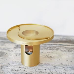 Brûleur à huile or en laiton cristal diffuse brûleur à huile essentielle décoratif brûleur à cire d'encens utilisation pour la maison SPA aromathérapie - Product Image 2