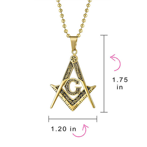 Chaîne maçonnique plaquée or avec équerre et compas, collier maçonnique, accessoire symbolique pour officier, antique moderne 2025 - Product Image 6