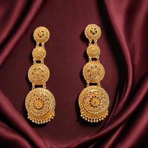 ชุดต่างหูแฟนซีที่มีดีไซน์แบบดั้งเดิม22CT ต่างหูชุบทองแบบ Jhumka สำหรับผู้หญิงที่สวมใส่โดยผู้ส่งออก - Product Image 1