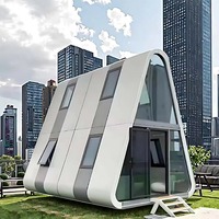 10000 USD 3m Shandong Story Maison préfabriquée à ossature en A à 2 étages, type capsule spatiale, avec garage