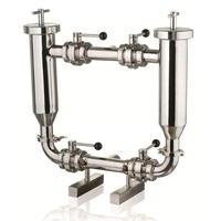Filtro de Agua Manual Sanitario de Acero Inoxidable SS304/SS316L, Filtro Dúplex Higiénico, 4 Válvulas de Mariposa, 2 Válvulas Angulares de 1"-4"