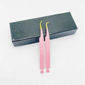 Pinzas plateadas de etiqueta privada, pinzas para pestañas, extensión de pegamento para pestañas de volumen, punta de acero inoxidable, herramientas cosméticas plateadas - Product Image 4