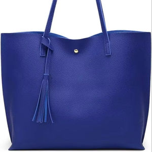 Bolso de hombro de piel sintética con borlas elegante para mujer, compartimentos espaciosos con cierre abierto para mujer en movimiento - Product Image 1