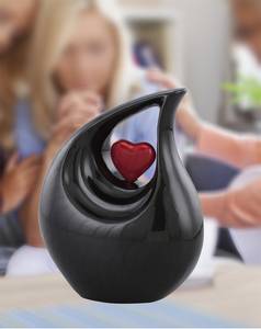 Black Urn Full Size Enamel Finish Metal Teardrop Cremation Urn <b>for</b> Human <b>Ashes</b> Upto 210Lbs Adult Teardrop Urn - Product Image 2
