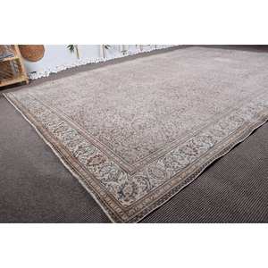 Alfombra turca Vintage Floral Beige clásica, área grande de 8,3x12,7 pies, Material de piel de lana, látex para entrada, alfombra rectangular para pasillo - Product Image 2