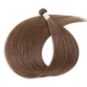 Genius Hand <b>Tied</b> Weft Hair Extensions 100% Remy Raw Hair Natural Straight #6 Medium <b>Brown</b> Super Double Drawn - Product Image 1