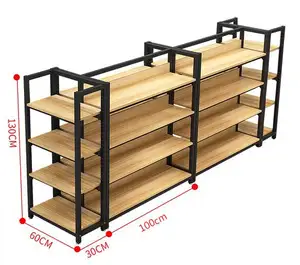 Étagère Gondole Supermarché Rack Light certifié CE Premium Grain de bois métallique personnalisé ou personnalisé CN;GUN Duty 5 couches