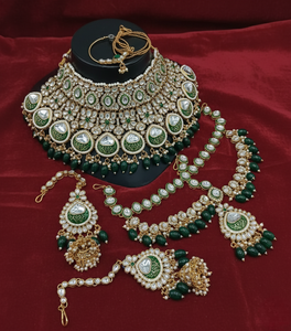 Conjunto de Collar y Aretes de Aleación Chapada en Oro Antiguo con Pedrería Kundan, Estilo Religioso Tradicional, para Regalo de Boda o Aniversario - Product Image 2