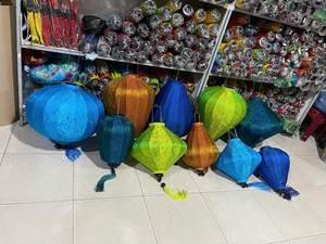 Hoi Silk Lantern Bamboo Support Colorful Vietnamese Wall Hanging Graduation <b>Easter</b> Lunar New Year Offset High Quality Decoration - Product Image 1