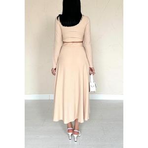 Conjunto de Blusa y Falda de Pana Beige para Mujer al por Mayor - Product Image 1