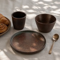 Assiette Ronde en Mélamine de 10 Pouces, Texture Rustique, Qualité A5, Sans BPA, pour Sushi, Cuisine Japonaise, Restauration et Traiteur (Vente en Gros)