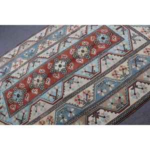 Alfombra de 5.3x9 pies, Alfombra Turca Vintage, Alfombra de Lana Ikat Azul - Product Image 5