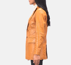 Abrigo de cuero para mujer, diseño personalizado, cómodo para el invierno, abrigo de cuero para mujer - Product Image 6