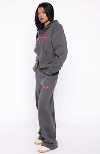 Conjunto de Chándal Largo de Dos Piezas Bordado Sólido para Mujer de Invierno - Product Image 3