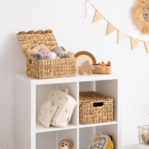 Eco-friendly <b>container</b> box <b>water</b> hyacinth <b>containers</b> low price hand weaving straw <b>storage</b> boxes - Product Image 5