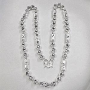 สร้อยคอทองคำขาวชุบ 24K แบบคลาสสิก ทนทาน กันน้ำ เหมาะสำหรับเป็นของขวัญแต่งงาน  ความยาว 61 ซม. พร้อมจี้ทรงกลมและท่อ  ขายดี - Product Image 6