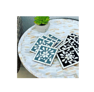 Posavasos único con incrustaciones de hueso para cocina, posavasos decorativo de taza y artesanía, forma cuadrada, posavasos con incrustación de hueso - Product Image 1