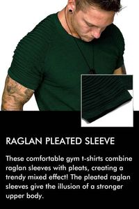 T-shirt sportif de gymnastique pour hommes chemise d'entraînement Muscle Hipster avec manches raglan plissées haut en tricot à manches courtes pour la conception d'impression - Product Image 4