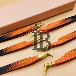 Nouvelles pinces à cils double couleur orange et noir, pinces à cils à pointe dorée, pinces à cils personnalisées, MInk - Product Image 3