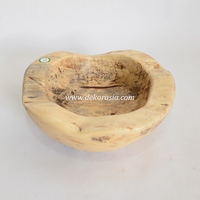 Bol de service artisanal en bois de tamarin, écologique, design moderne pour salade de fruits et soupe, vaisselle décorative en gros